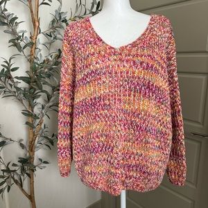 YFB Young Fabulous & Broke On the Road Orange Pink Popcorn Pullover Sweater S/M